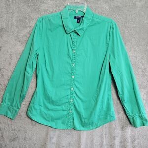 Old Navy green blouse large long sleeve cotton blend